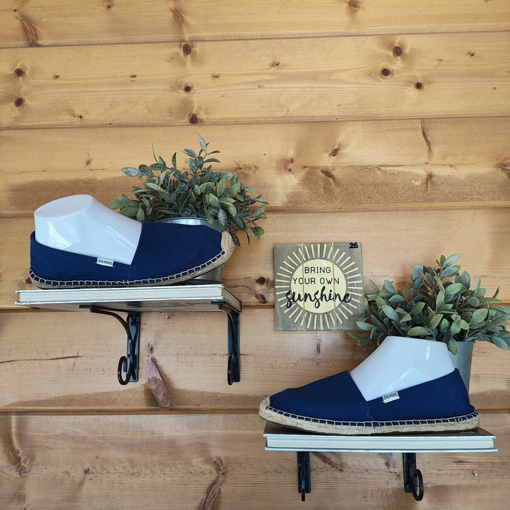 Soludos Dali Blue Espadrilles Slip On Shoes Canvas Loafer Flats Jute Boho Sz 8.5